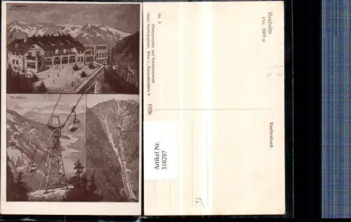 310297,Künstler AK Raxbahn Seilbahn Bergstation b. Reichenau Bergkulisse Mehrbildkarte