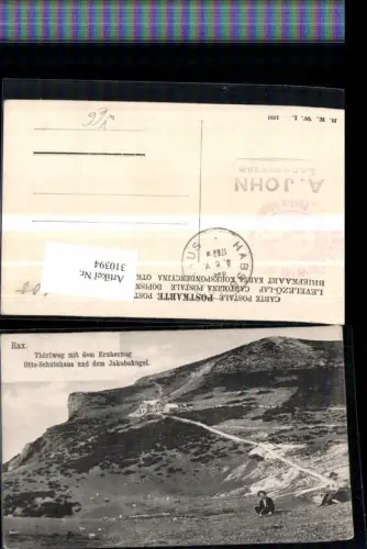 310394,Rax Thörlweg m. Otto-Schutzhaus Berghütte m. Jakobskogel b. Reichenau pub B.K.W.I. 1091