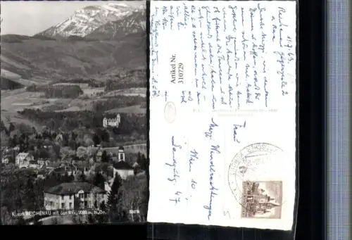 310729,Reichenau Teilansicht Kirche m. Rax Bergkulisse