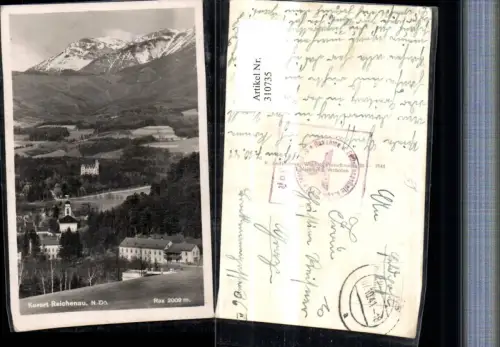 310735,Reichenau an d. Rax Teilansicht Kirche m. Rax Bergkulisse