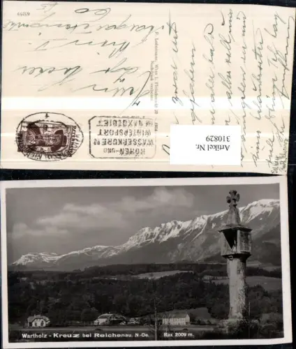 310829,Wartholz-Kreuz Bildstock b. Reichenau m. Rax Bergkulisse