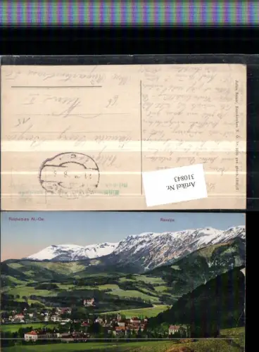 310843,Reichenau an d. Rax Teilansicht m. Raxalpe Bergkulisse pub Julius Seiser 5370