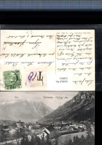 310911,Reichenau an d. Rax Teilansicht m. Rax Bergkulisse pub Julius Seiser 2906