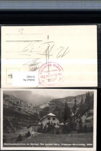 313982,Rax Naturfreundeschutzhaus Berghütte am Waxriegel b. Puchberg Bergkulisse