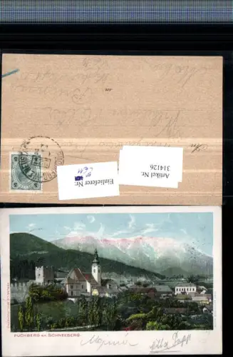 314126,Litho Puchberg am Schneeberg Teilansicht Kirche Bahnpost Zug 227
