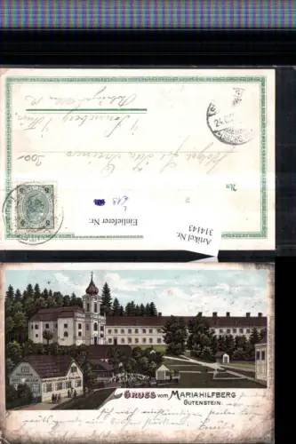 314143,Litho Gruß vom Mariahilfberg in Gutenstein Gasthaus Josef Galler