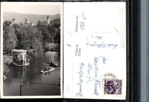 322491,Puchberg am Schneeberg Teilansicht Kirche Tempel Teich Ruderboote