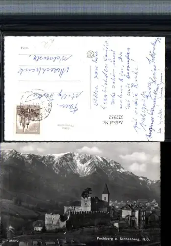 322552,Puchberg am Schneeberg Teilansicht Ruine Kirche Bergkulisse