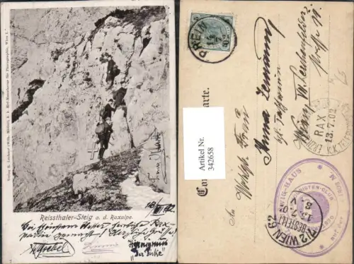 342658,Reissthaler Reißtaler-Steig an d. Raxalpe b. Reichenau Kletterer Bergsteiger
