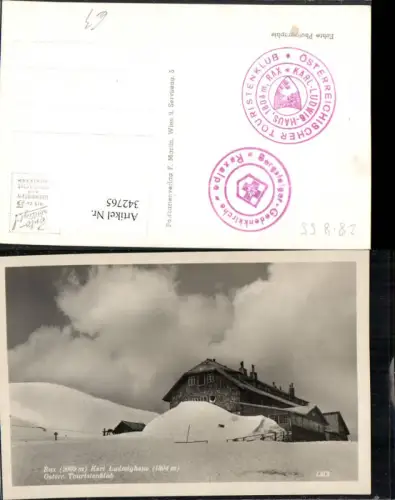 342765,Rax Karl Ludwig-Haus Berghütte b. Reichenau Winterbild