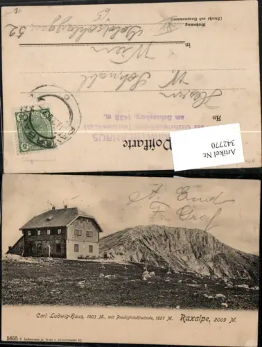 342770,Raxalpe Karl Ludwig-Haus Berghütte m. Predigtstuhlwände b. Reichenau Bergkulisse