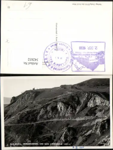 342832,Rax Schlangenweg m. Karl Ludwig-Haus Berghütte b. Reichenau