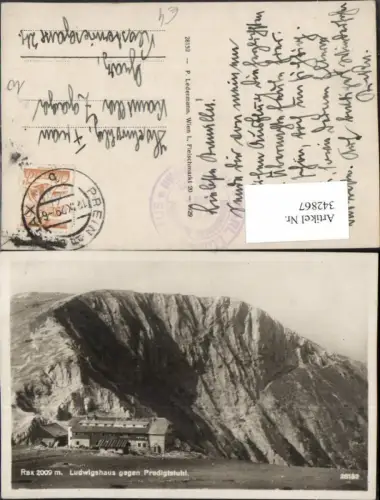 342867,Rax Ludwig-Haus Berghütte geg. Predigtstuhl b. Prein Reichenau Bergkulisse
