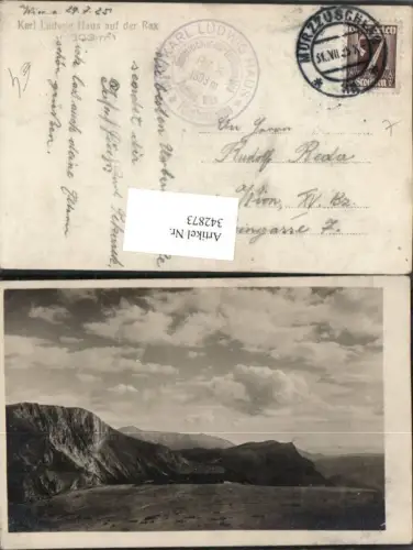 342873,Foto AK Karl Ludwig-Haus Berghütte auf d. Rax b. Reichenau Bergkulisse