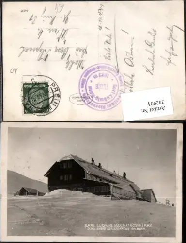 342901,Rax Karl Ludwig-Haus Berghütte b. Prein Reichenau Winterbild