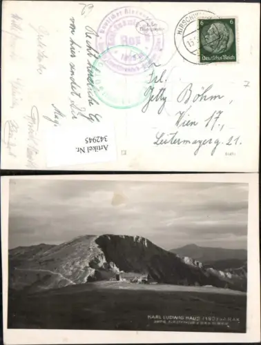342945,Rax Karl Ludwig-Haus Berghütte b. Prein Reichenau Bergkulisse