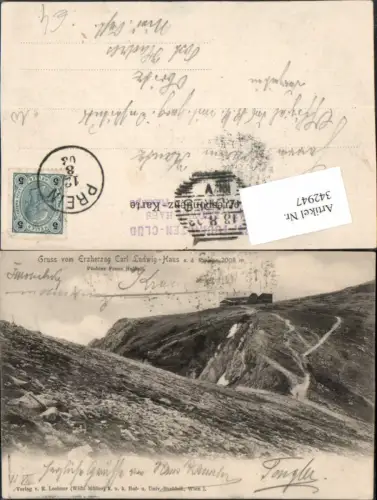 342947,Gruß vom Erzherzog Karl Ludwig-Haus Berghütte auf d. Raxalpe b. Prein Reichenau