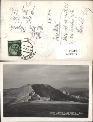 342961,Rax Karl Ludwig-Haus Berghütte b. Prein Reichenau Bergkulisse