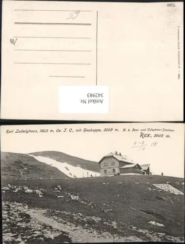 342983,Rax Karl Ludwig-Haus Berghütte m. Heukuppe b. Prein Reichenau