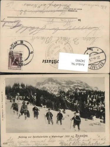342993,Raxalpe Aufsteig zur Reisthalerhütte u. Wetterkogel b. Reichenau Bergsteiger Winterbild