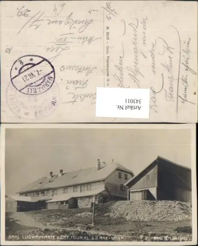 343011,Karl Ludwig-Haus Berghütte auf d. Rax b. Prein Reichenau