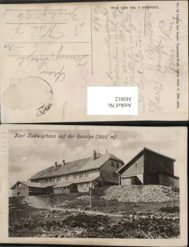 343012,Karl Ludwig-Haus Berghütte auf d. Raxalpe b. Prein Reichenau