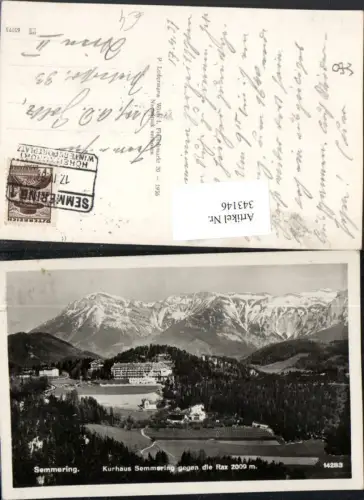 343146,Semmering Kurhaus geg. Rax Bergkulisse