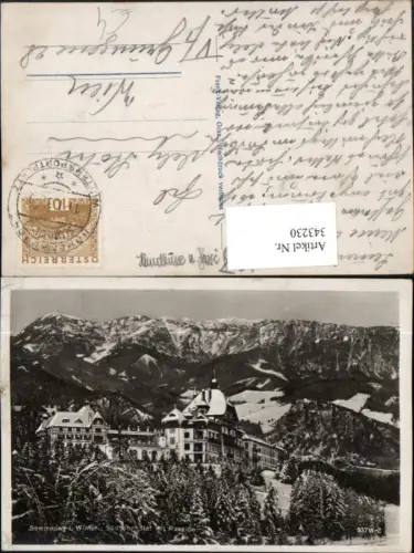 343230,Semmering Südbahnhotel m. Raxalpe Bergkulisse Winterbild