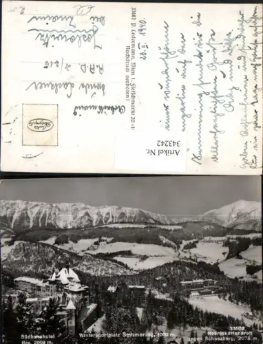 343242,Semmering Südbahnhotel u. Heereskurlazarett geg. Rax u. Schneeberg Bergkulisse