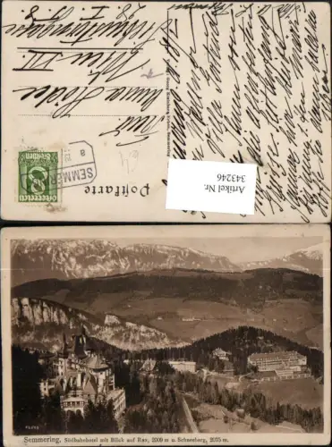 343246,Semmering Südbahnhotel m. Rax u. Schneeberg Bergkulisse