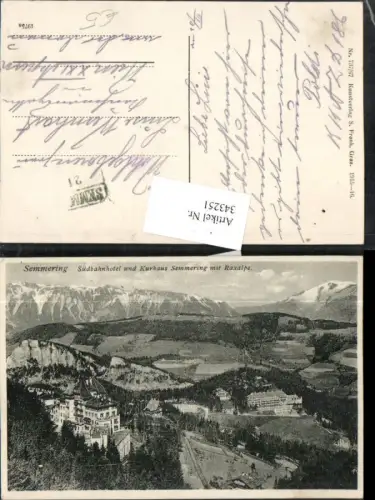 343251,Semmering Südbahnhotel u. Kurhaus m. Raxalpe Bergkulisse