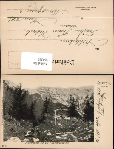 367583,Raxalpe Halterhütten auf d. Siebenbrunnwiese b. Reichenau Bergkulisse