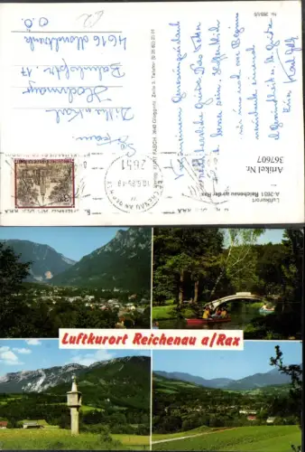367607,Reichenau an d. Rax Totale Ruderboote Brücke Bildstock Mehrbildkarte