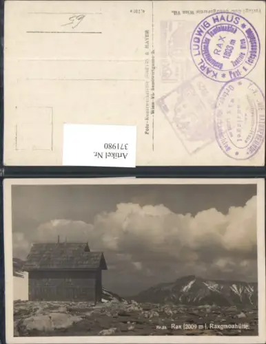 371980,Rax Raxgmoahütte Berghütte b. Prein Reichenau Bergkulisse