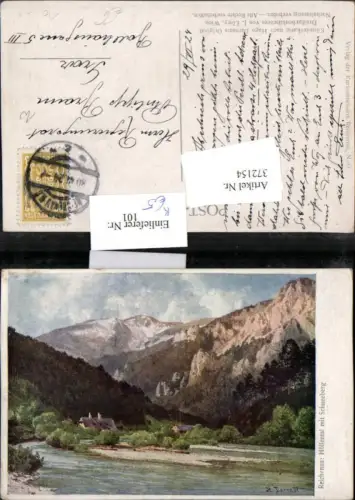 372154,Künstler AK Hugo Darnaut Reichenau Höllental m. Schneeberg Bergkulisse