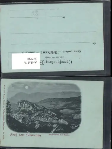 372190,Mond Litho Gruß vom Semmering Polleroswand m. Raxalpe pub Carl Otto Hayd 8510