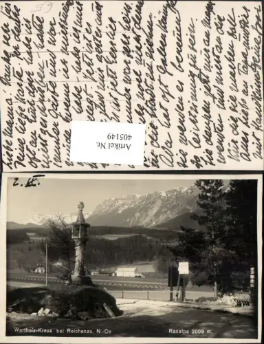 405149,Wartholz-Kreuz b. Reichenau m. Raxalpe Bergkulisse