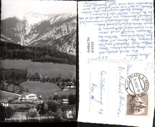 419103,Edlach b. Reichenau Hotel Peterhof geg. Schneeberg Bergkulisse