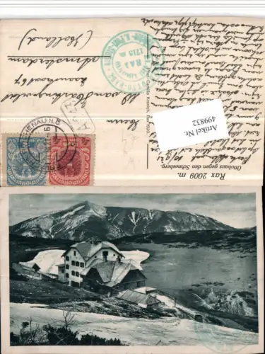 499832,Rax Ottohaus Berghütte b. Reichenau geg. Schneeberg Bergkulisse