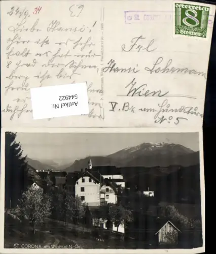 544922,St. Corona am Wechsel Postablage Stempel