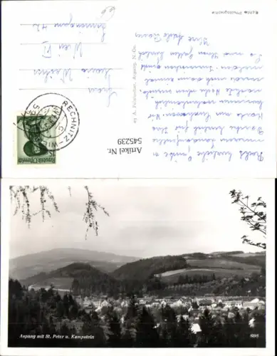 545239,Aspang am Wechsel St. Peter Kampstein Bahnpost Zug 52 rechnitz Wien