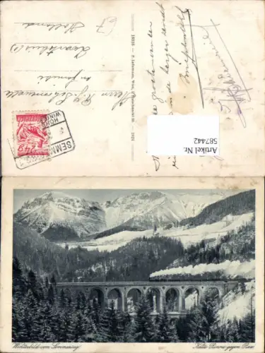 587442,Breitenstein Winterbild v. Semmering Kalte Rinne geg. Rax Viadukt Eisenbahn Dampflok