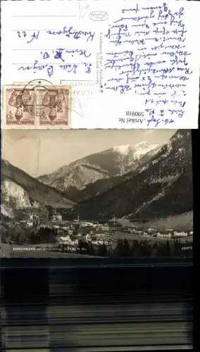 590918,Foto Ak Hirschwang m. Schneeberg Reichenau an der Rax