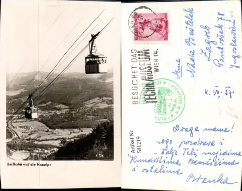 591219,Foto Ak Seilbahn a. d. Raxalpe Hirschwang an der Rax Reichenau an der Rax