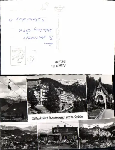 591328,Mehrbild Ak Semmering Kircherl Sessellift Hirschenkogel Hotel Panhans
