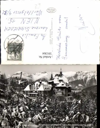 591364,Foto Ak Semmering Südbahnhotel geg. Rax Winterpartie