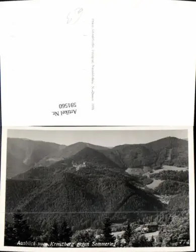 591560,Foto Ak Ausblick v. Kreuzberg Payerbach geg. Semmering