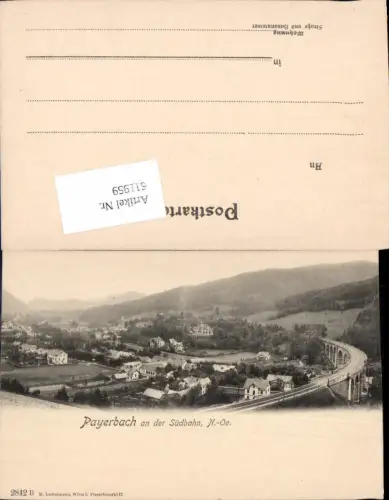 611959,tolle AK Payerbach an der Südbahn Viadukt um 1900 pub Ledermann 2842 B
