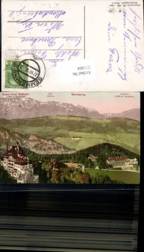 611964,Semmering Grand Hotel Südbahn Kurhaus 1910 pub Photochrom Nr. 523 Nachbargauer
