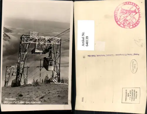 648139,Foto Ak Raxbahn Stützen 5 u. 4 über d. Nebelmeer Seilbahn Reichenau a. d. Rax
